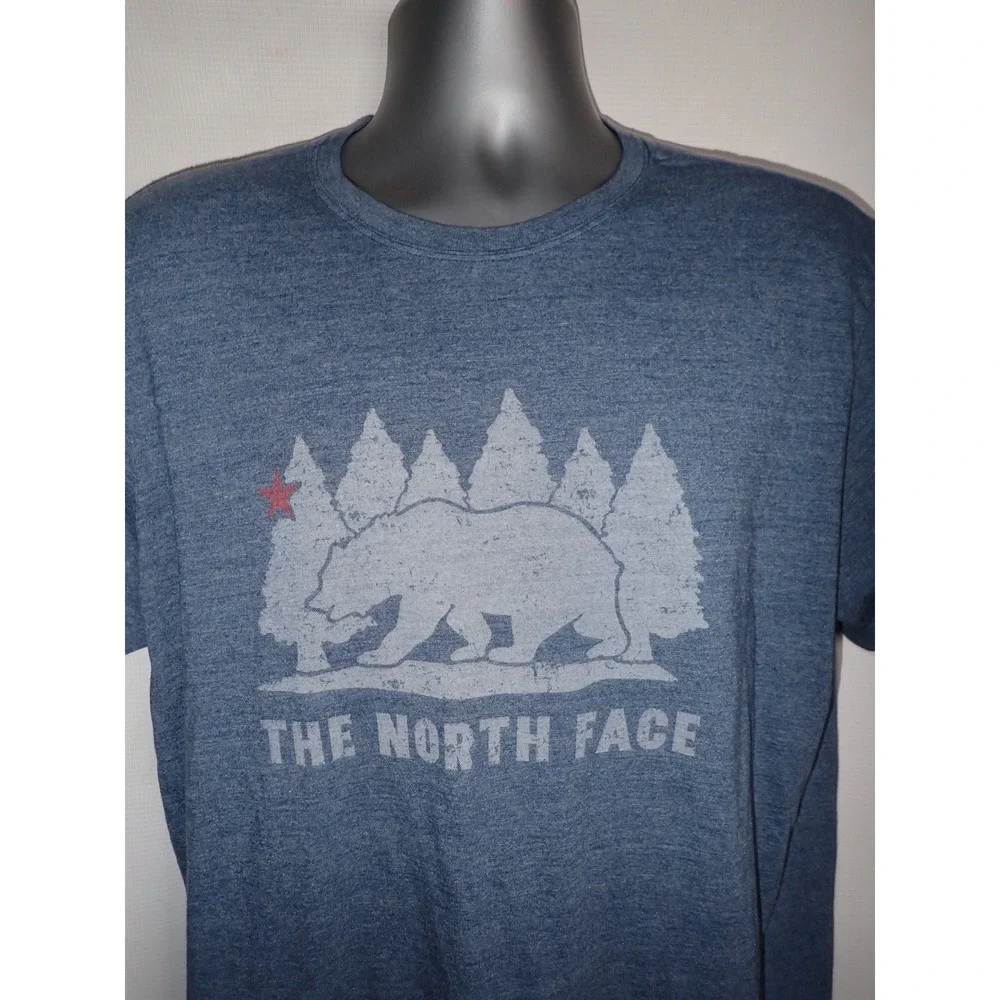 The North Face Mens California Bear Graphic T-Shirt Blue Slim Fit XL Gorpcore